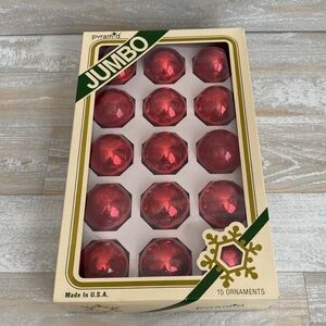 Vintage Rauch Industries Pyramid 15 2" Red Glass Balls Christmas Ornaments